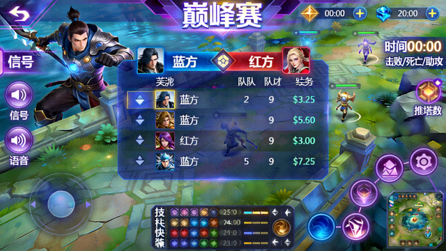 王者荣耀巅峰赛对局界面截图