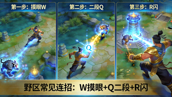英雄联盟盲僧野区连招操作示意图